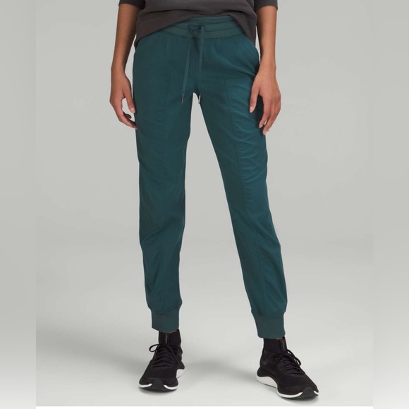 Lululemon mid rise dance studio RARE color jasper Green Joggers teal EUC - Picture 1 of 9